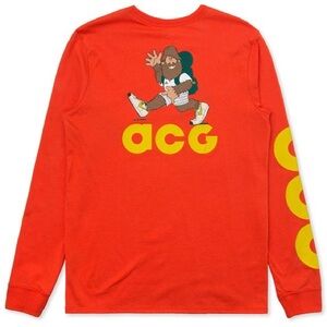 Nike ACG Hiking Man Long Sleeve Shirt Red Size XL Athleisure Outdoors
